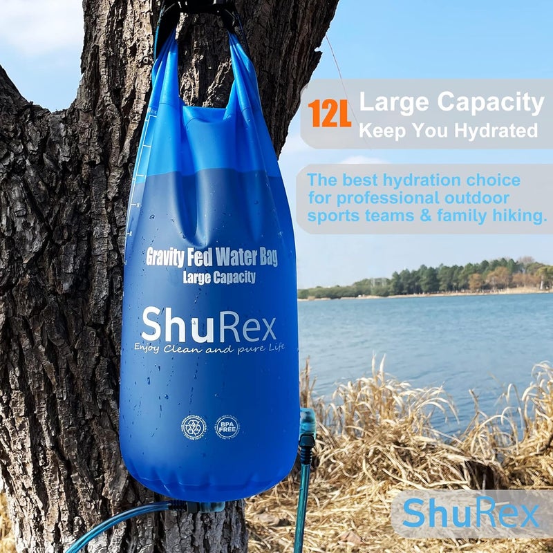 ShuRex 3-Gal Gravity-Fed Water Bag with 2 Outlet Pipes for Sawyer Water Filtration System Survival Water Filter Straw, Compatible with LifeStraw and Other Water Filter Straw, BPA-Free (12L/3Gal) - Image 3